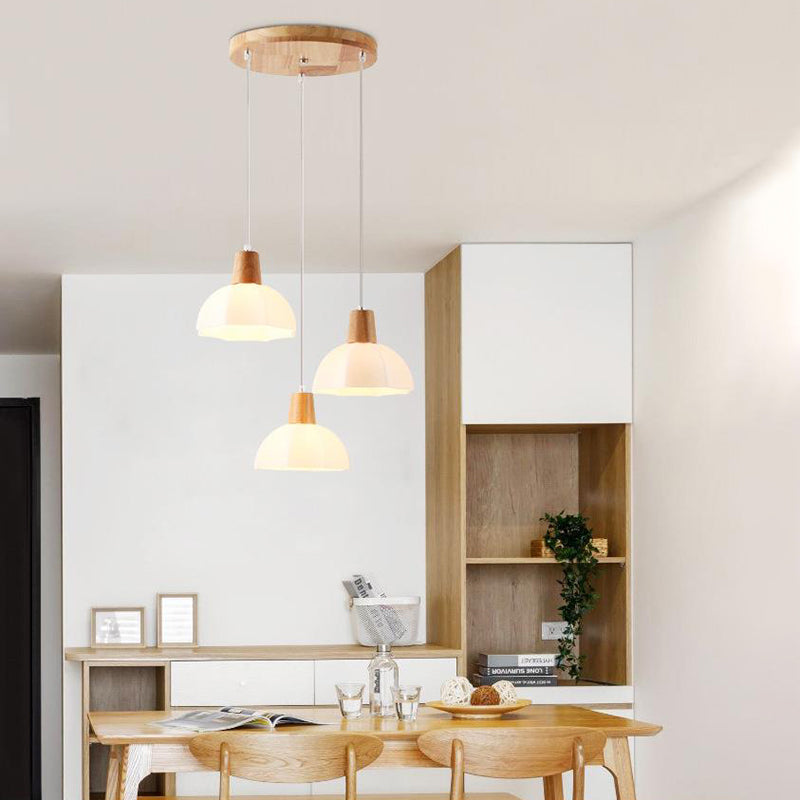 Moderner Stil hängend hängendes helles Holz und Glasanhänger Licht für Schlafzimmer Küche