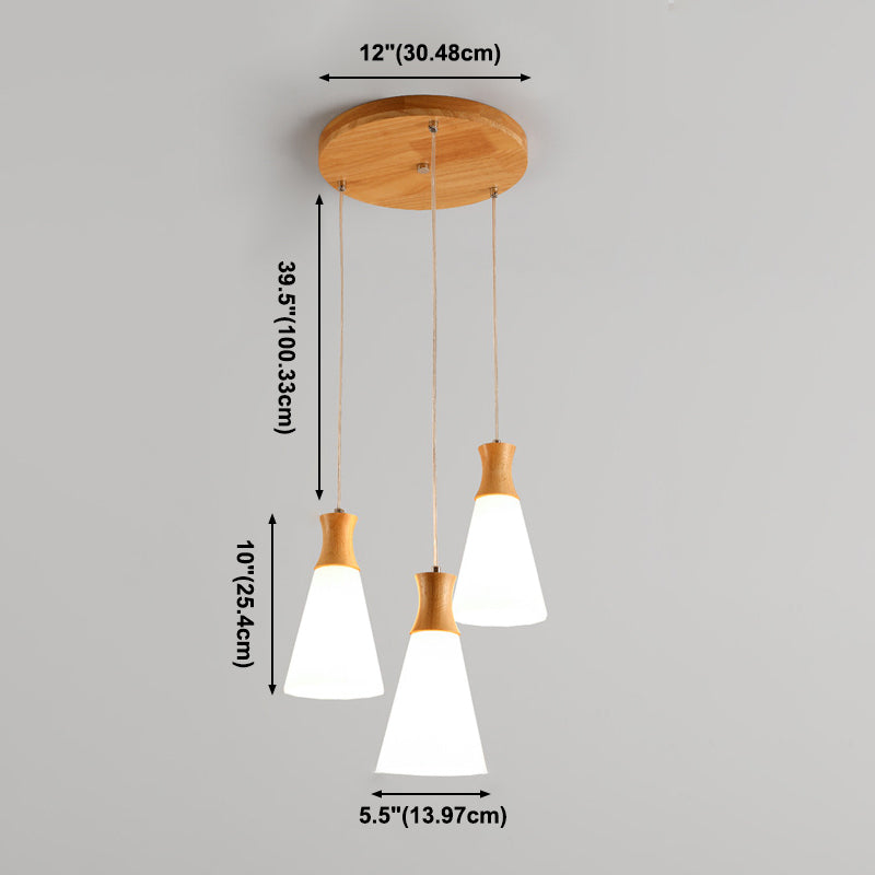 Moderner Stil hängend hängendes helles Holz und Glasanhänger Licht für Schlafzimmer Küche