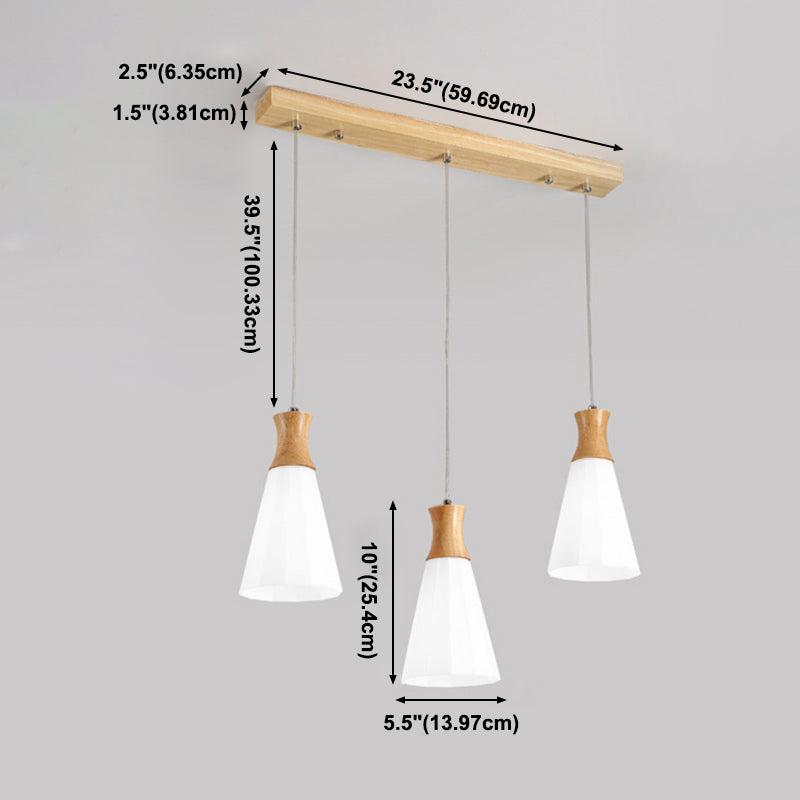 Moderner Stil hängend hängendes helles Holz und Glasanhänger Licht für Schlafzimmer Küche