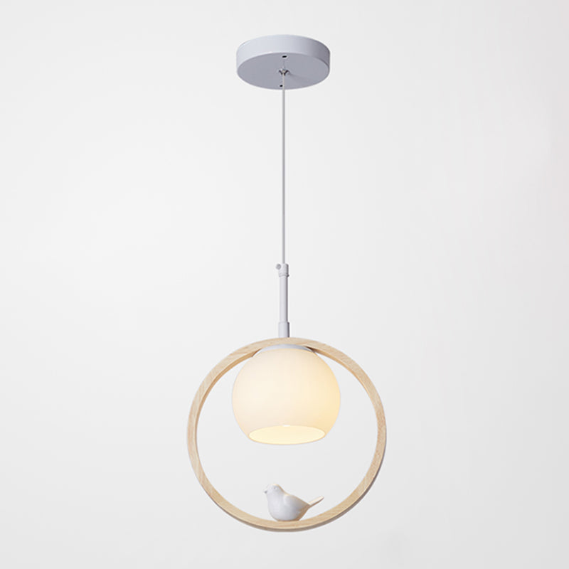 Holz 1 hängende hängende leichte Globus und Vögel Schlafzimmer moderne Anhängerleuchten