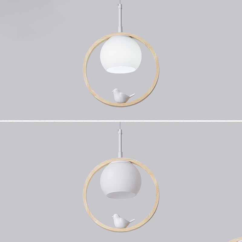 Holz 1 hängende hängende leichte Globus und Vögel Schlafzimmer moderne Anhängerleuchten