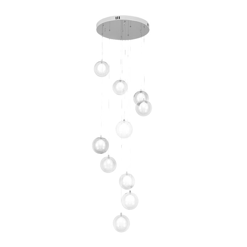 10 Lights Globe Cluster hanger Modern wit/roze glazen LED hangend plafondlicht voor trap