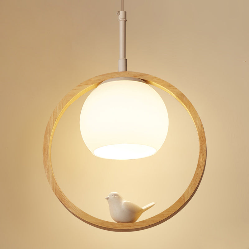 Holz 1 hängende hängende leichte Globus und Vögel Schlafzimmer moderne Anhängerleuchten