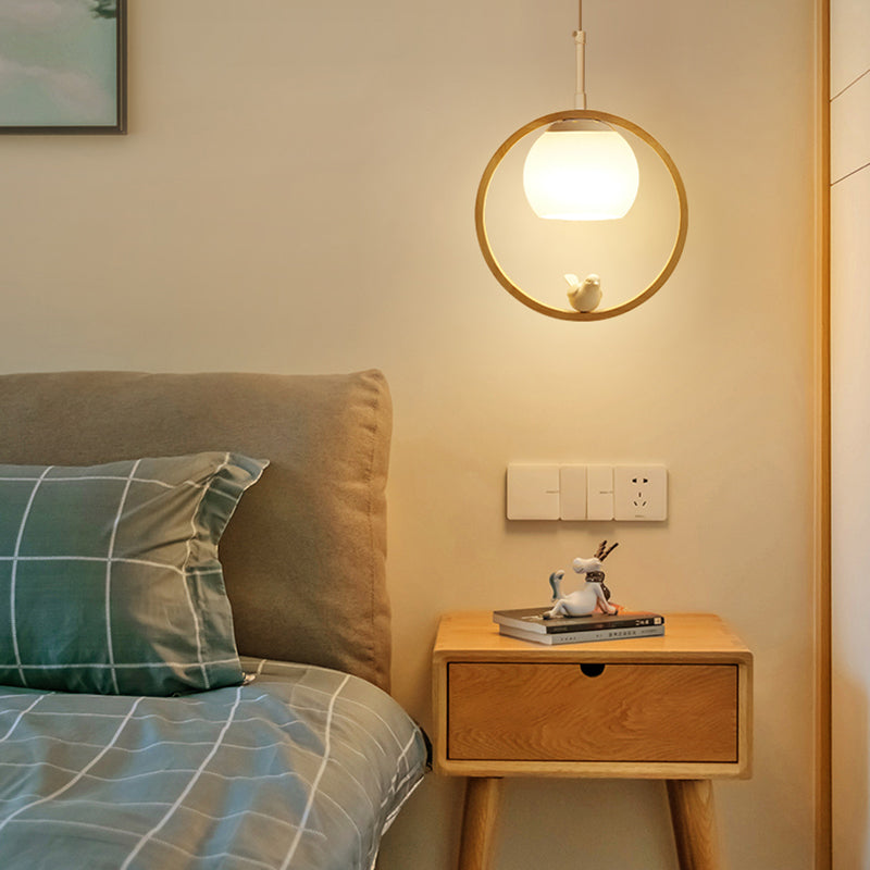 Holz 1 hängende hängende leichte Globus und Vögel Schlafzimmer moderne Anhängerleuchten