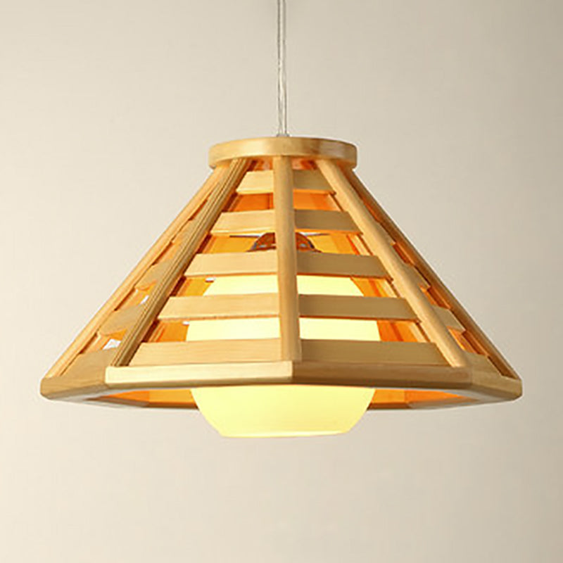 Lampada a ciondolo cono in stile moderno 1 lampadina in lampadina in legno per la casa da tè