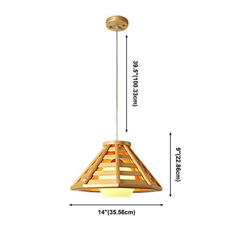 Lampada a ciondolo cono in stile moderno 1 lampadina in lampadina in legno per la casa da tè