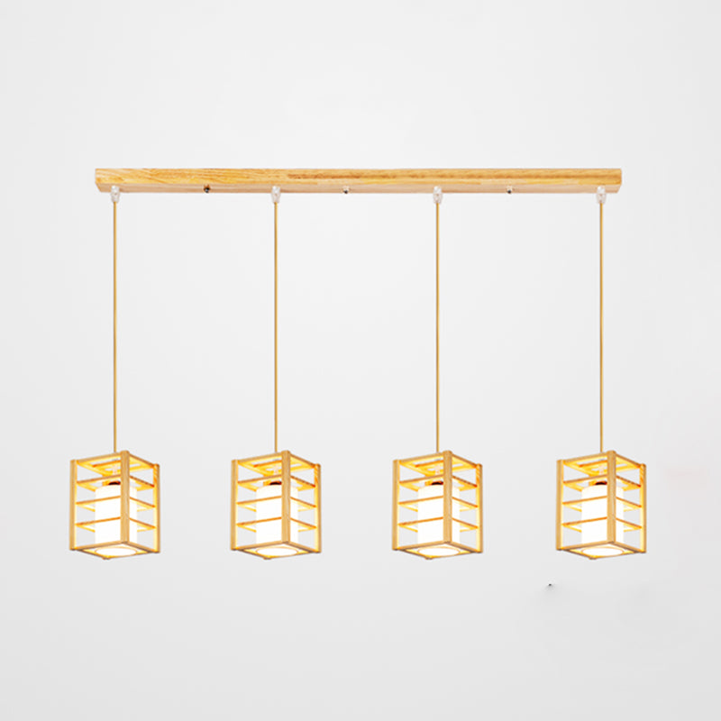 Holzrechteck hängende Lampe zeitgenössische weiße Glasschatten -Anhängerlampe für Esszimmer