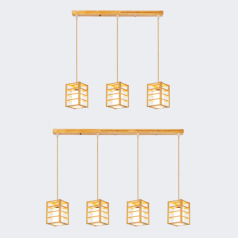 Holzrechteck hängende Lampe zeitgenössische weiße Glasschatten -Anhängerlampe für Esszimmer