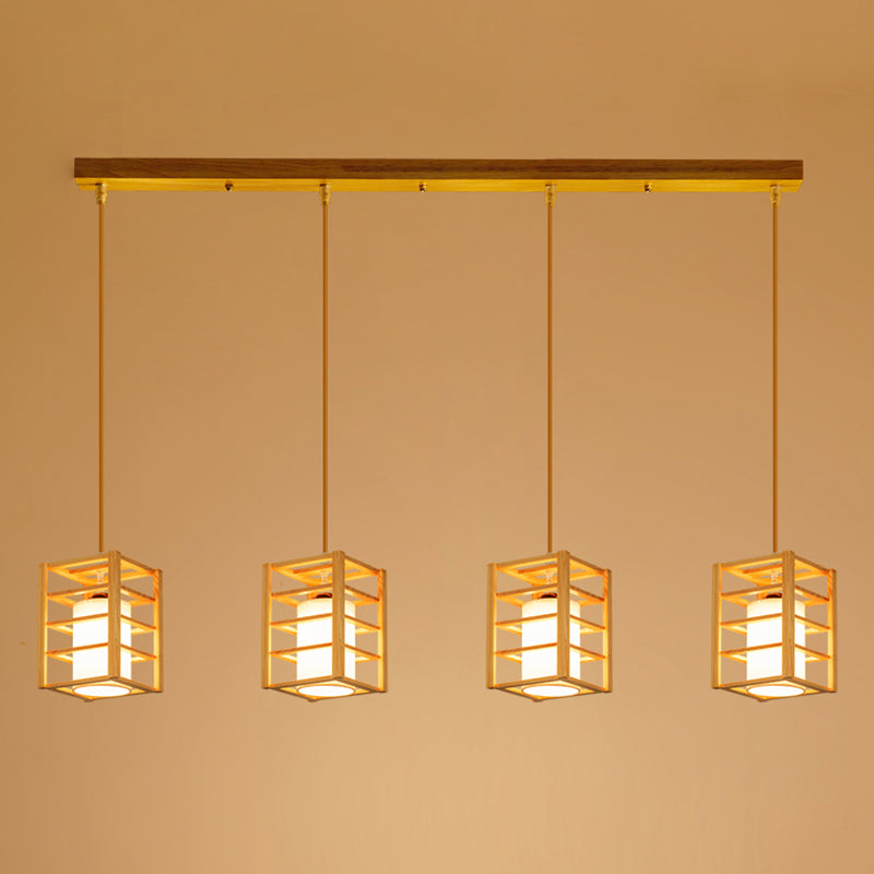 Holzrechteck hängende Lampe zeitgenössische weiße Glasschatten -Anhängerlampe für Esszimmer