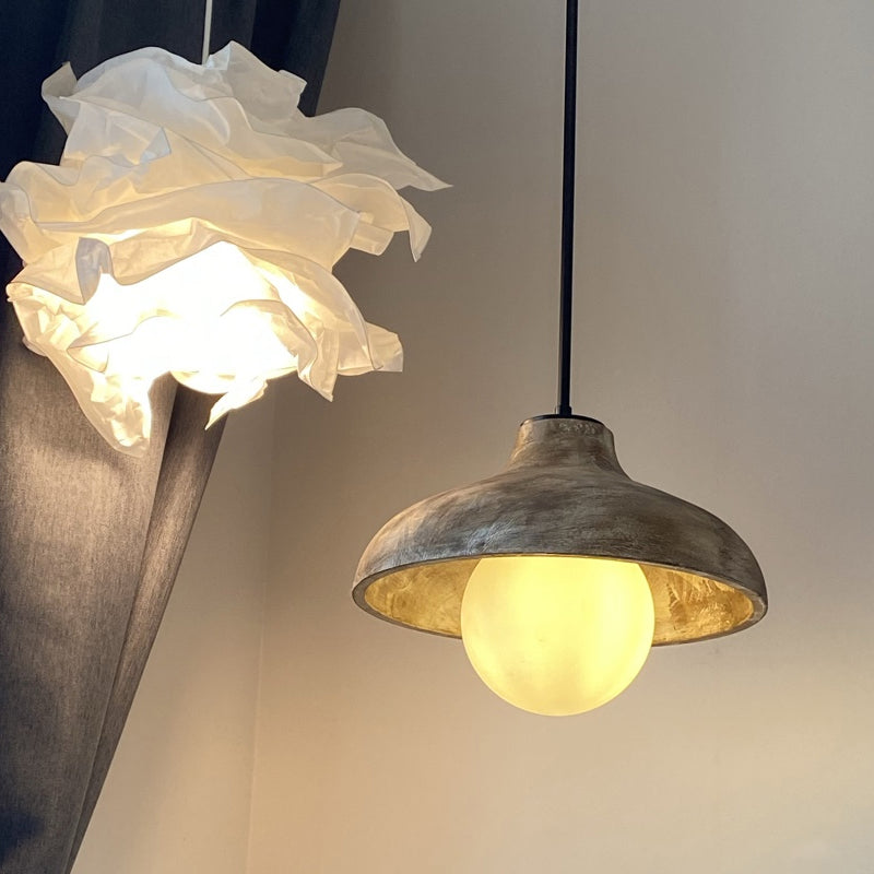 Luce sospesa in legno cono 1 lampadina lampadina con tonalità in vetro globo per sala da pranzo