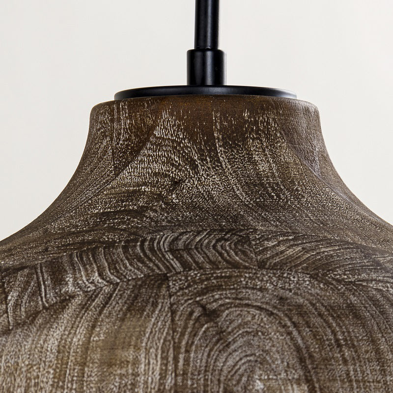 Luce sospesa in legno cono 1 lampadina lampadina con tonalità in vetro globo per sala da pranzo