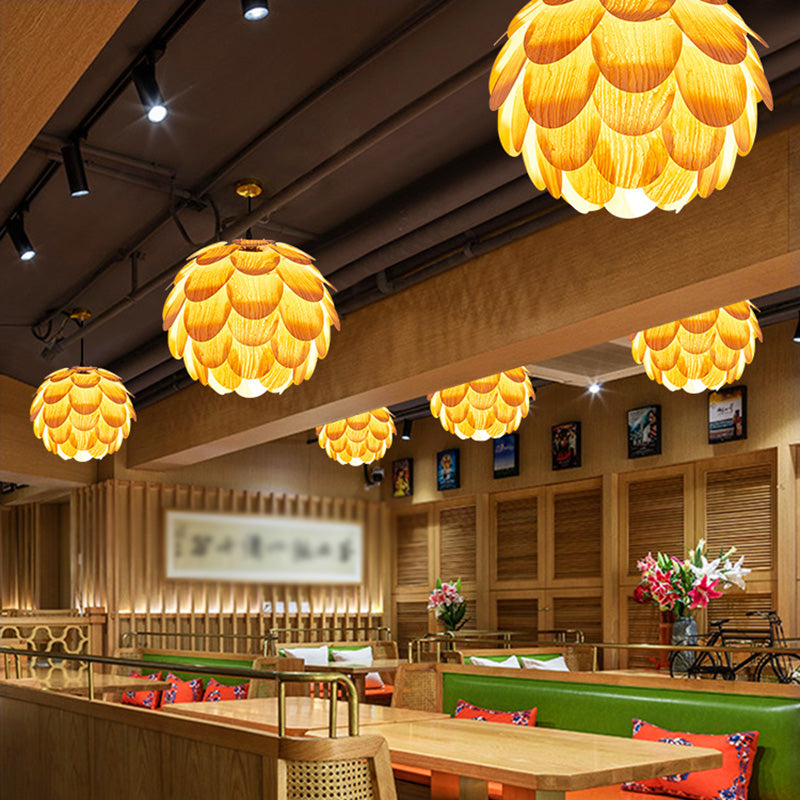 Moderner Stil Anhänger leichte Kiefernkegel Holz hängende Licht für das Restaurant