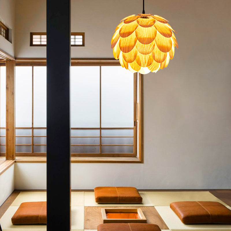 Moderner Stil Anhänger leichte Kiefernkegel Holz hängende Licht für das Restaurant