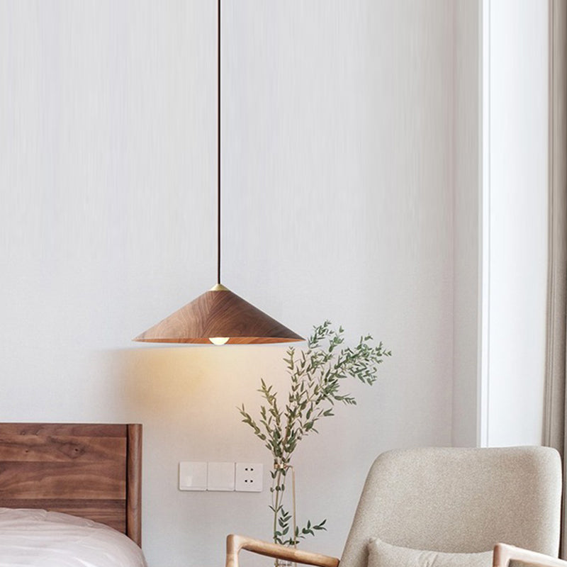 Moderne eenvoud 1 hoofd hangende licht houten kegel hanglamp voor eetkamer