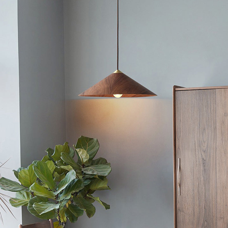 Moderne eenvoud 1 hoofd hangende licht houten kegel hanglamp voor eetkamer