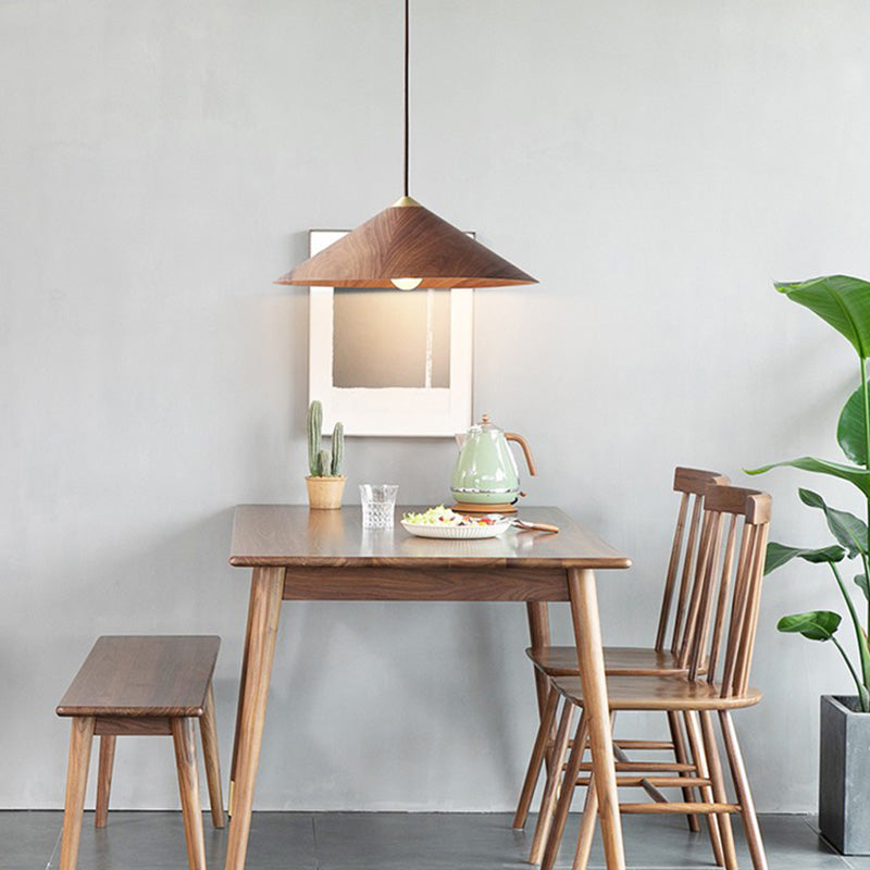 Moderne eenvoud 1 hoofd hangende licht houten kegel hanglamp voor eetkamer