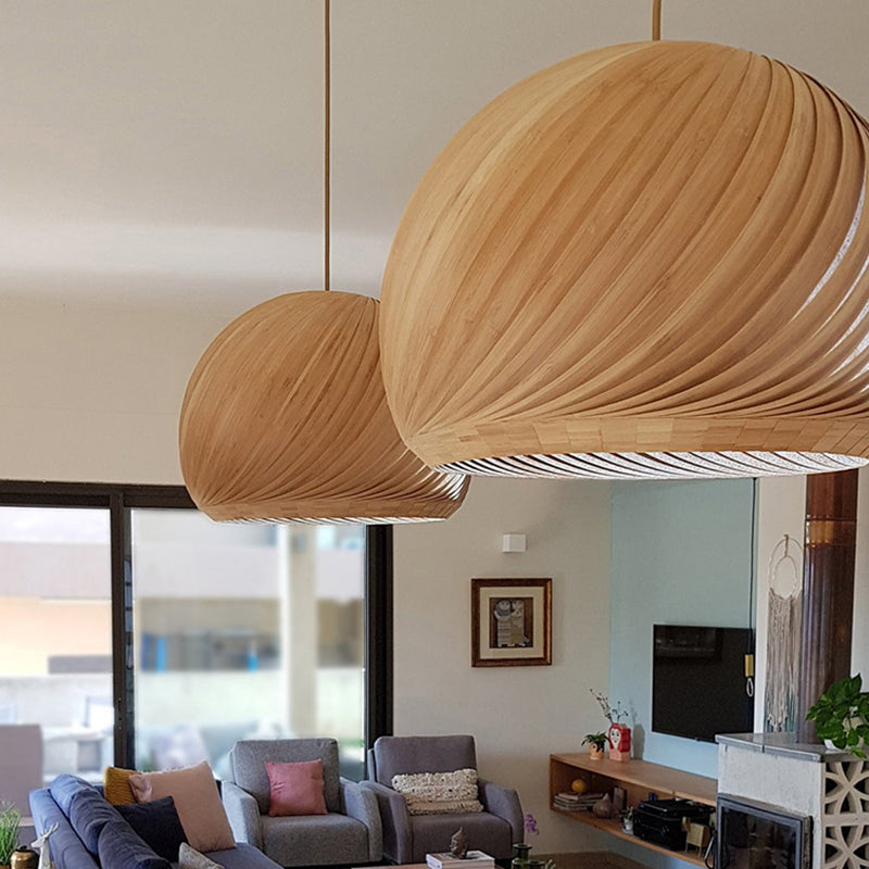 Kuppelförmige hängende hängende Licht moderner Stil Holz Anhänger Licht für Schlafzimmer Wohnzimmer