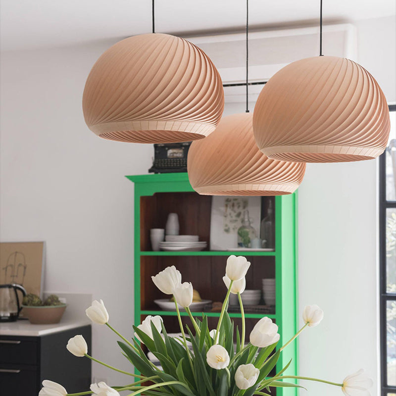 Kuppelförmige hängende hängende Licht moderner Stil Holz Anhänger Licht für Schlafzimmer Wohnzimmer
