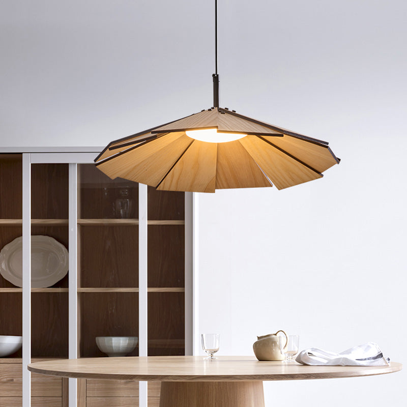 1-licht houten hangende lamp naar beneden verlichting eenvoudige kegelvorm hanger verlichtingsarmatuur