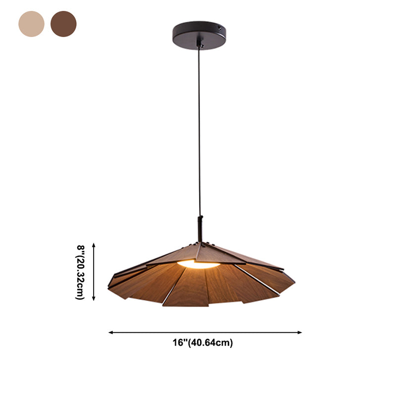 1-Light Wooden Hanging Lamp Down Lighting Simplicity Cone Shape Pendant Lighting Fixture