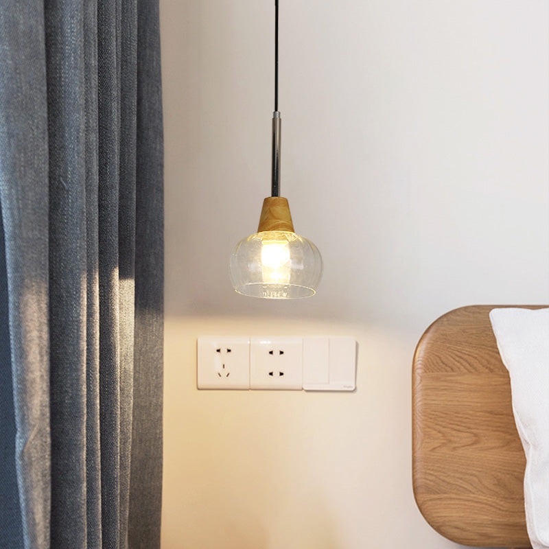 Geometrisches Glas hängend hängendes Holz zeitgenössischer Stil Anhänger Licht für Küche