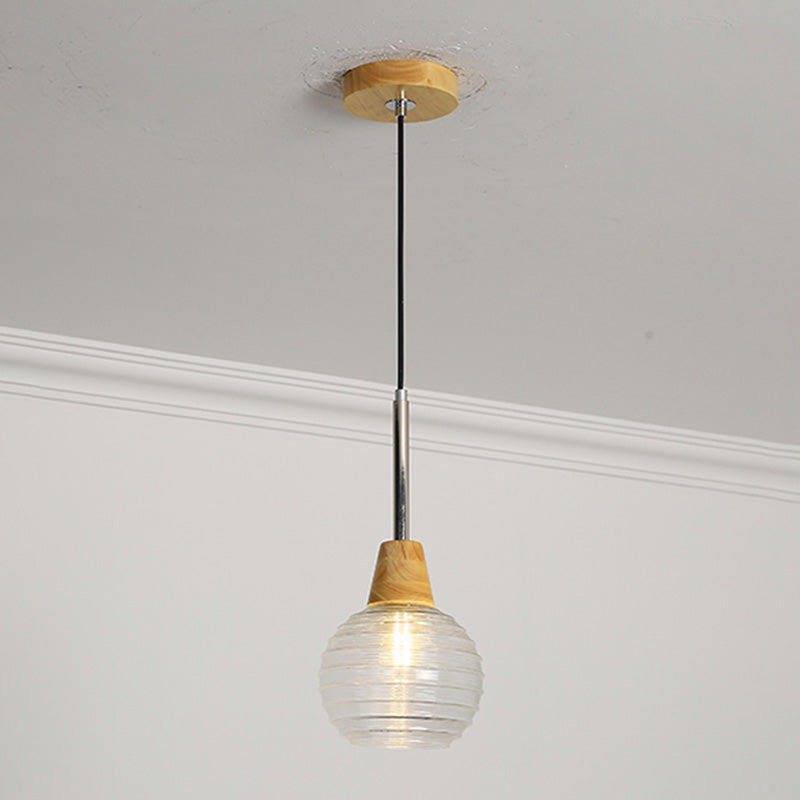 Geometrisches Glas hängend hängendes Holz zeitgenössischer Stil Anhänger Licht für Küche