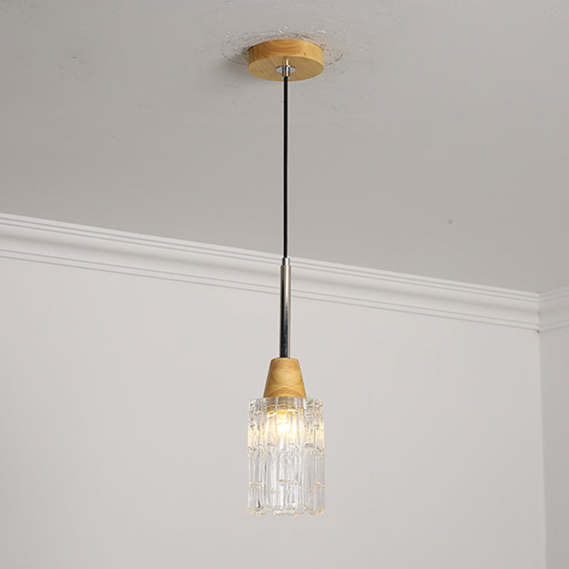 Geometrisches Glas hängend hängendes Holz zeitgenössischer Stil Anhänger Licht für Küche