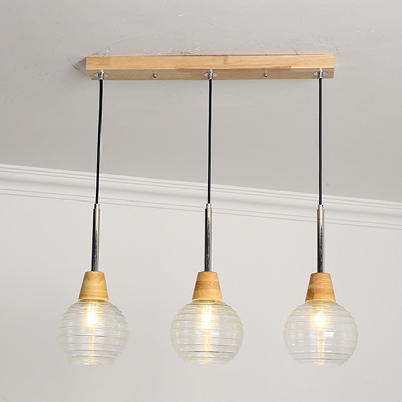 Geometrisches Glas hängend hängendes Holz zeitgenössischer Stil Anhänger Licht für Küche
