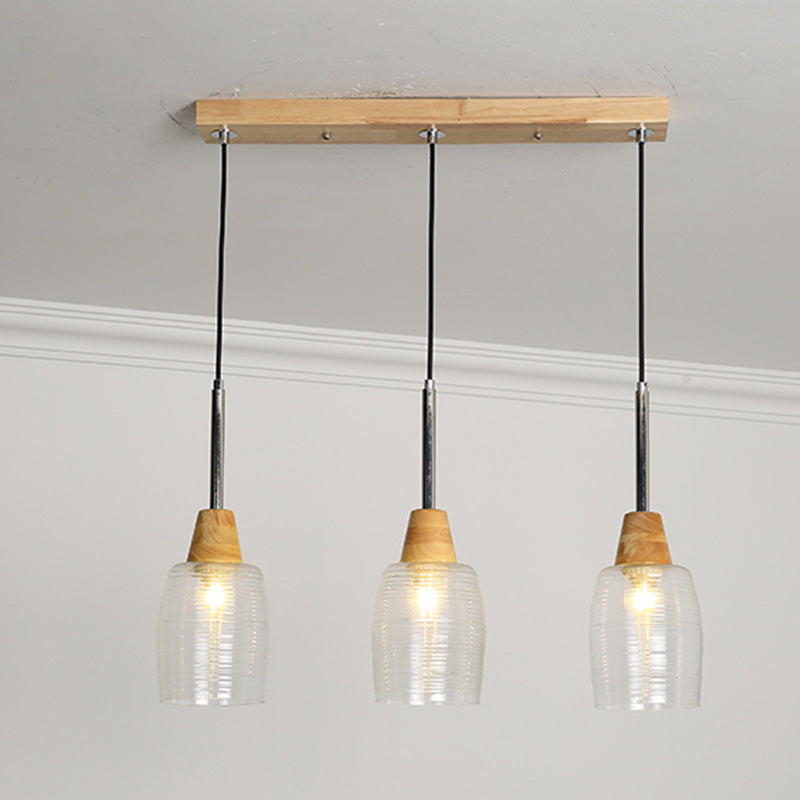 Geometrisches Glas hängend hängendes Holz zeitgenössischer Stil Anhänger Licht für Küche