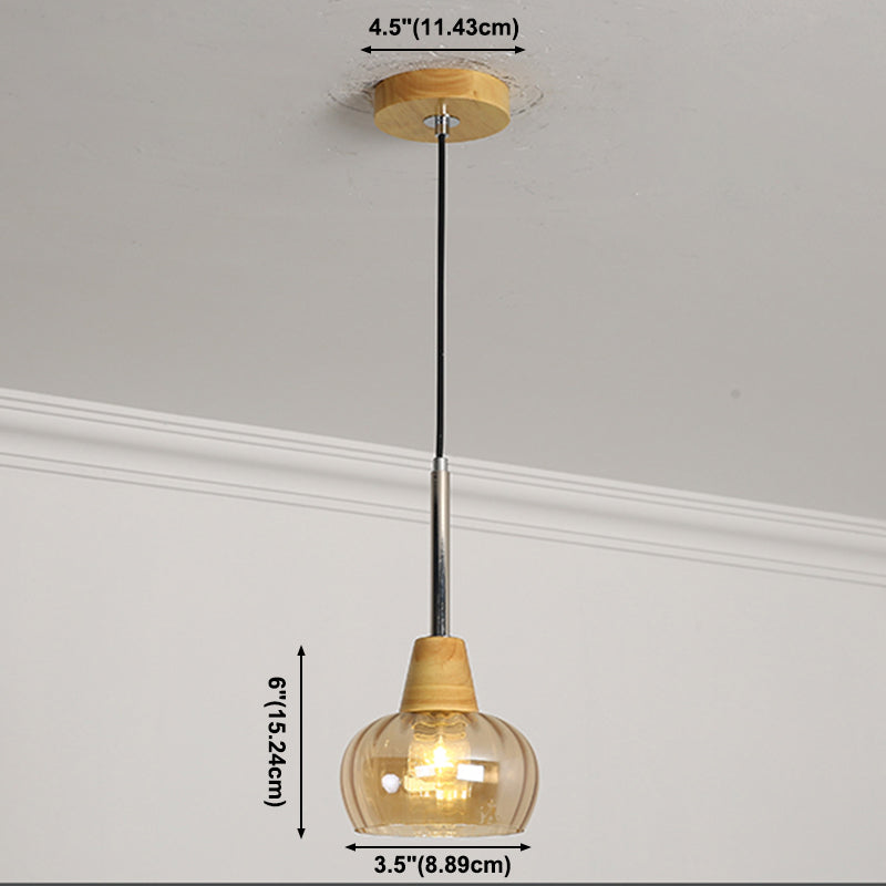 Geometrisches Glas hängend hängendes Holz zeitgenössischer Stil Anhänger Licht für Küche