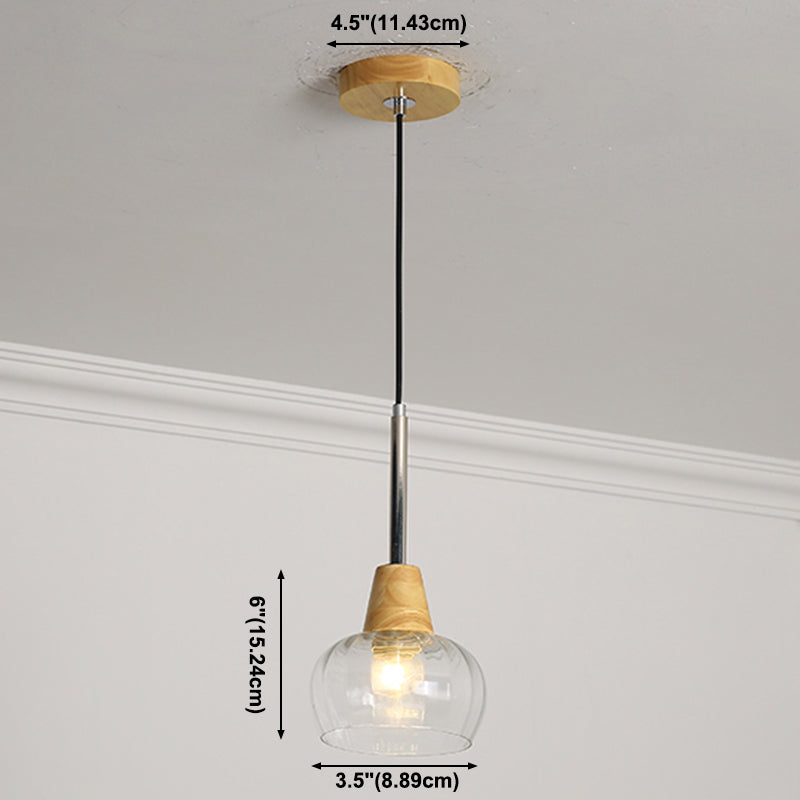Geometrisches Glas hängend hängendes Holz zeitgenössischer Stil Anhänger Licht für Küche