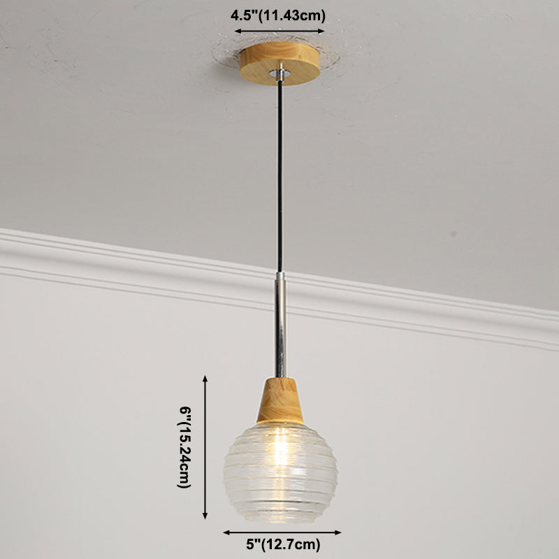 Geometrisches Glas hängend hängendes Holz zeitgenössischer Stil Anhänger Licht für Küche
