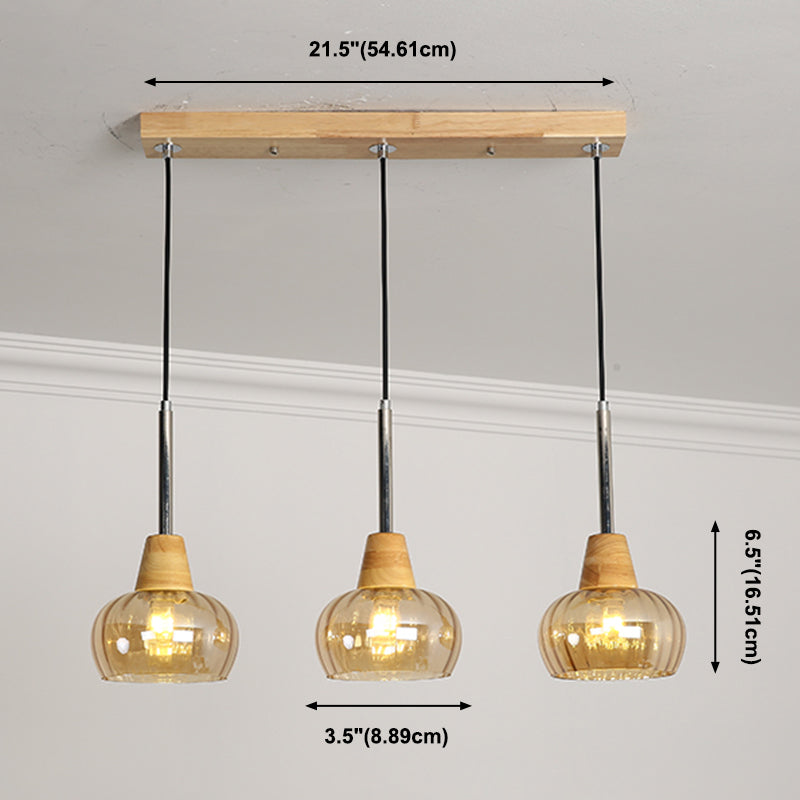 Geometrisches Glas hängend hängendes Holz zeitgenössischer Stil Anhänger Licht für Küche