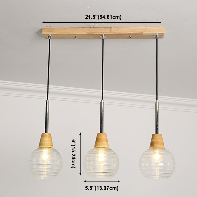 Geometrisches Glas hängend hängendes Holz zeitgenössischer Stil Anhänger Licht für Küche
