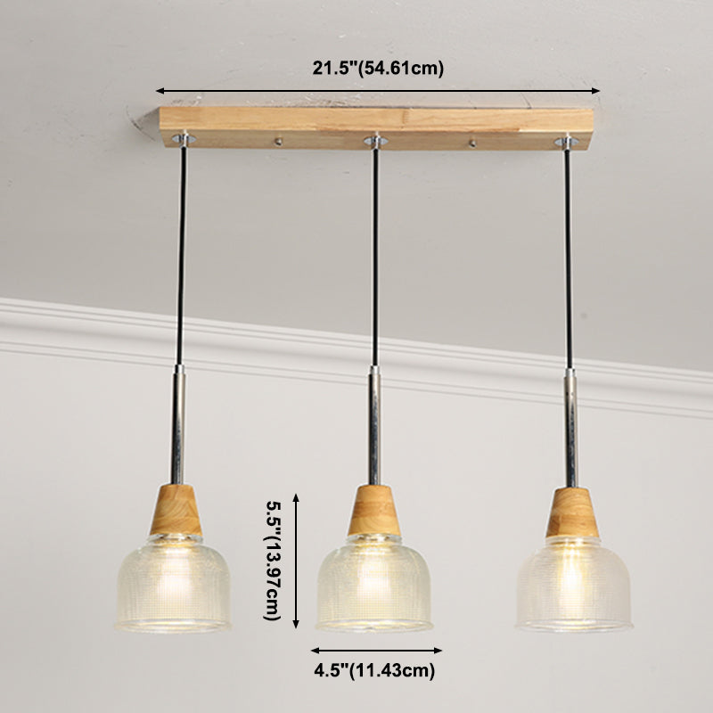 Geometrisches Glas hängend hängendes Holz zeitgenössischer Stil Anhänger Licht für Küche