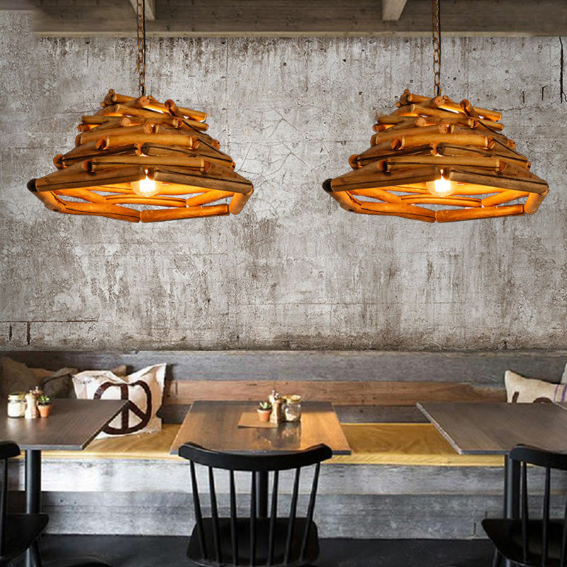1 Light Pendant Lighting Fixture Modern Style Stick Shape Wood Hanging Light