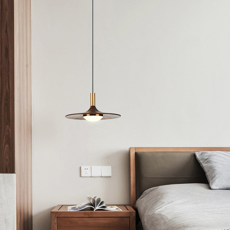 Braune Anhänger Beleuchtungsrichtung moderne Kegelform aus Walnussholz hängende Licht