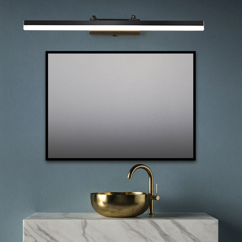Metal Straight Wall Lamp Nordic Style Black LED Mirror Light for Bathroom