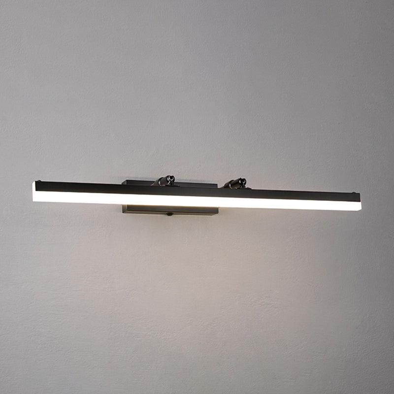Metal Straight Wall Lamp Nordic Style Black LED Mirror Light for Bathroom