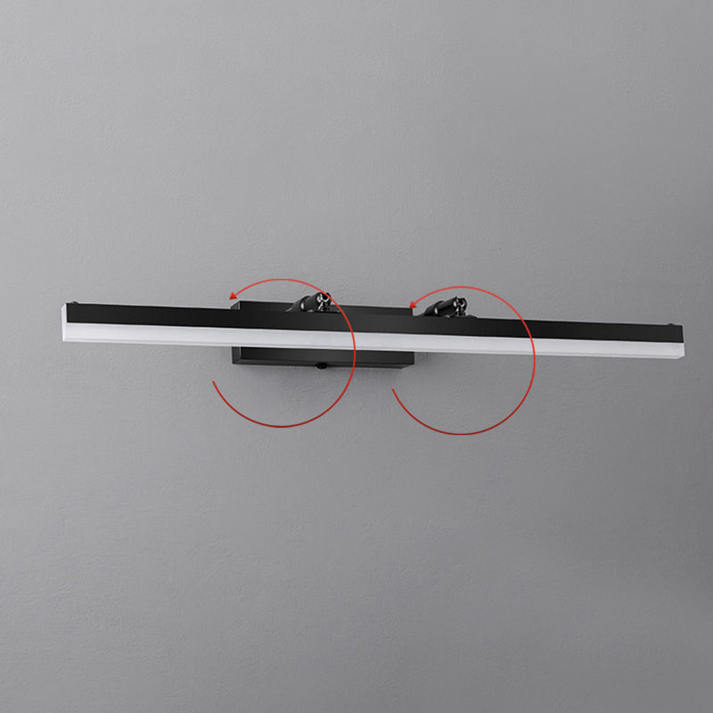 Metal Straight Wall Lamp Nordic Style Black LED Mirror Light for Bathroom