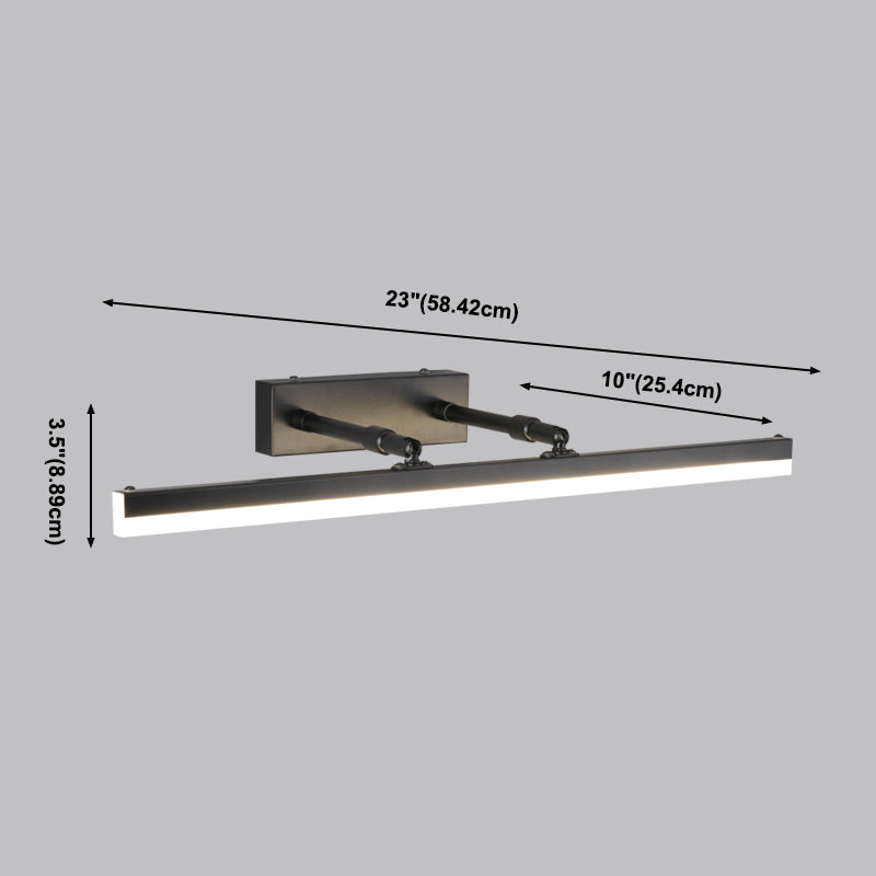 Metal Straight Wall Lamp Nordic Style Black LED Mirror Light for Bathroom