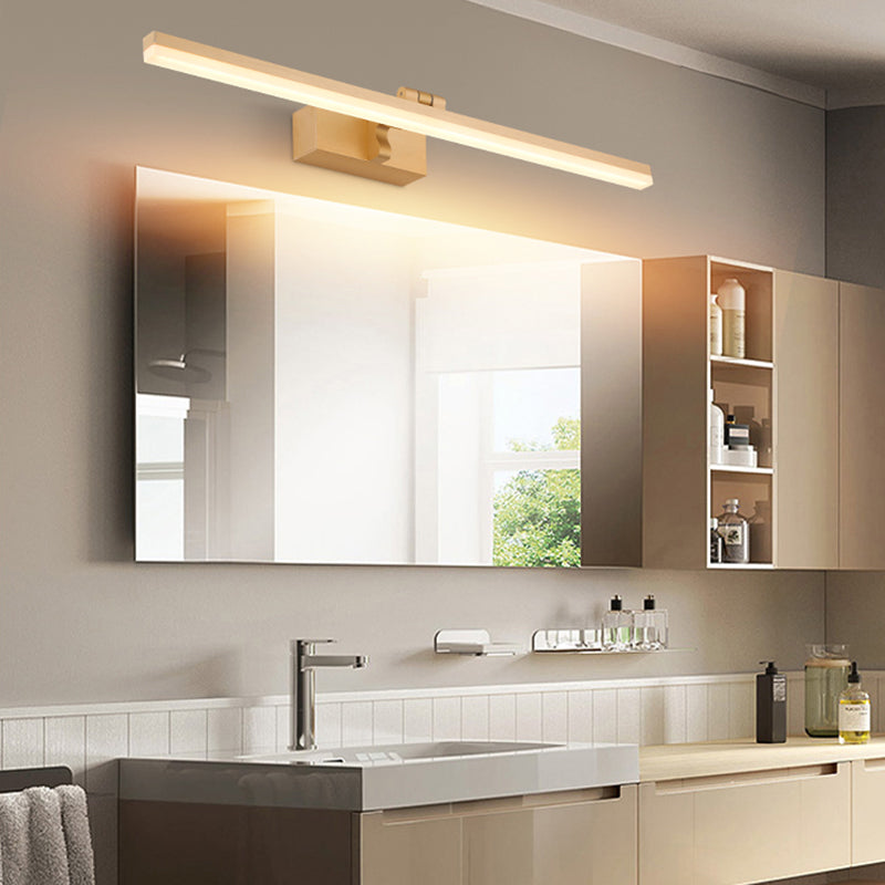 Simplicité Métal Miroir Straight Light Modern Aluminium 1 Applexion murale légère pour salle de bain