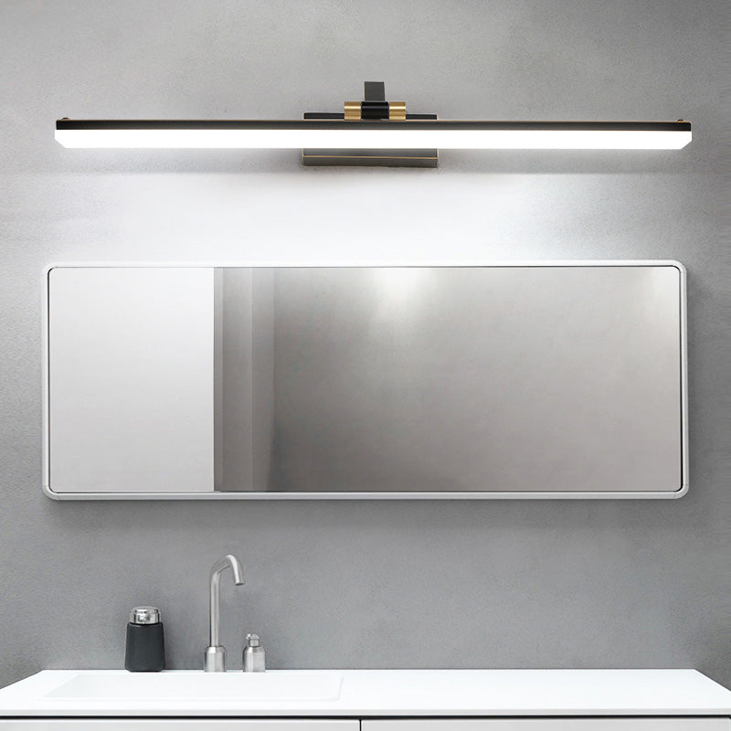 Brass Straight Mirror Light Modern Style Single Light Wall Lamp for Bathroom