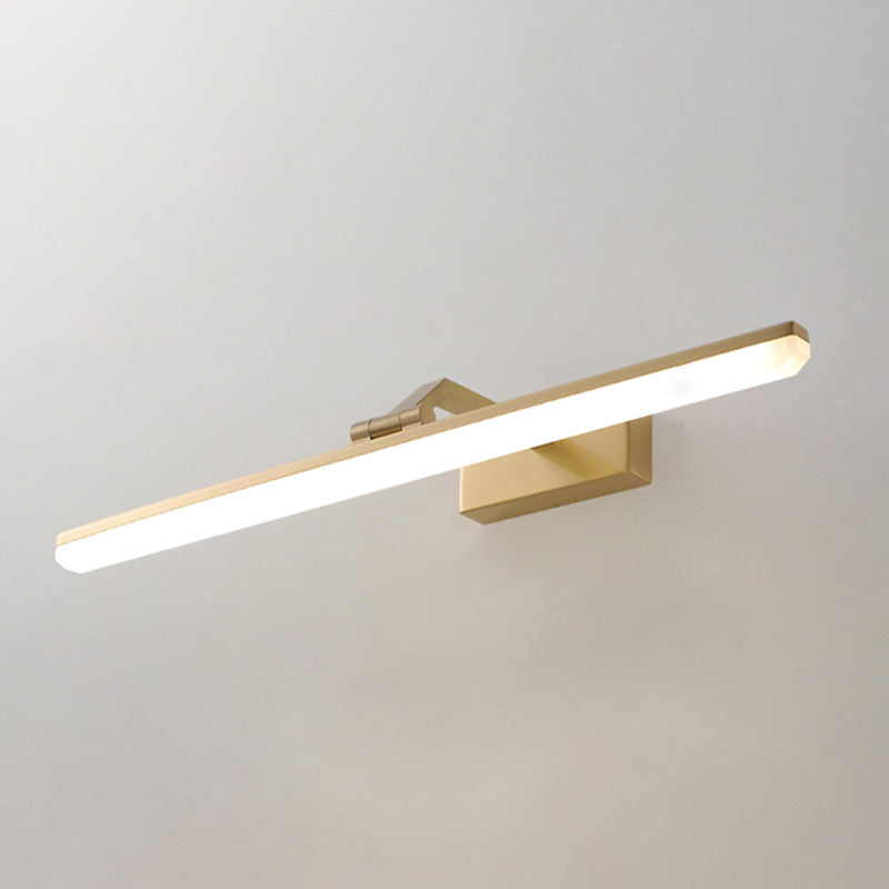 Brass Straight Mirror Light Modern Style Single Light Wall Lamp for Bathroom