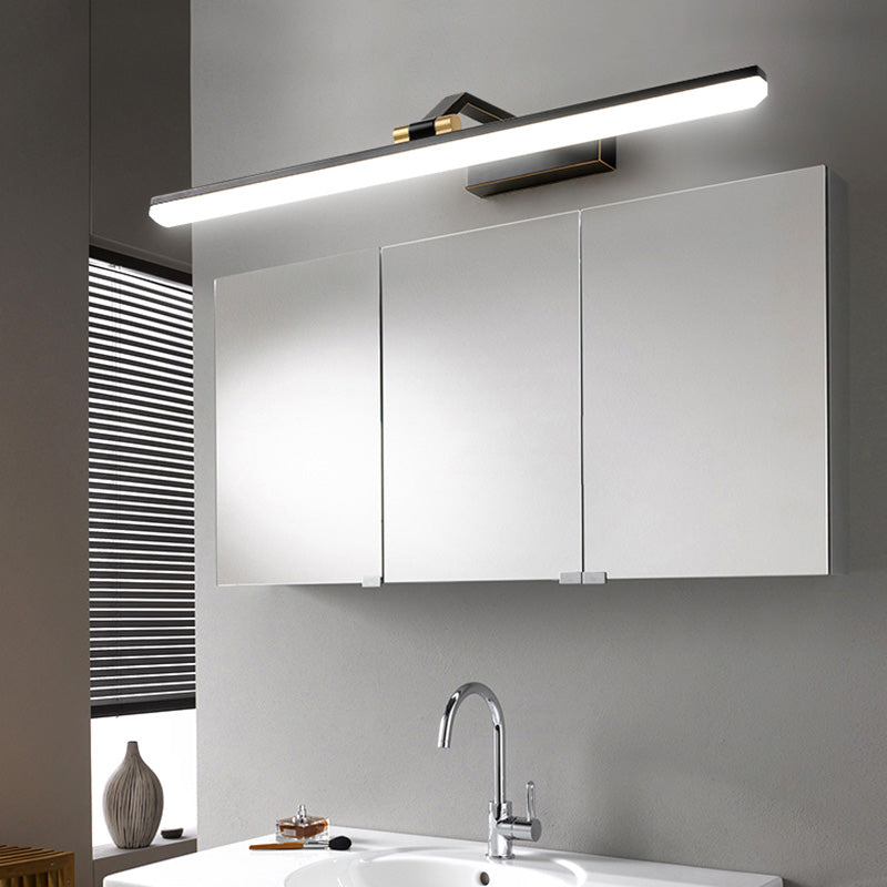 Brass Straight Mirror Light Modern Style Single Light Wall Lamp for Bathroom