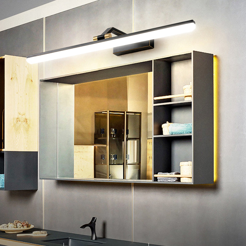 Brass Straight Mirror Light Modern Style Single Light Wall Lamp for Bathroom