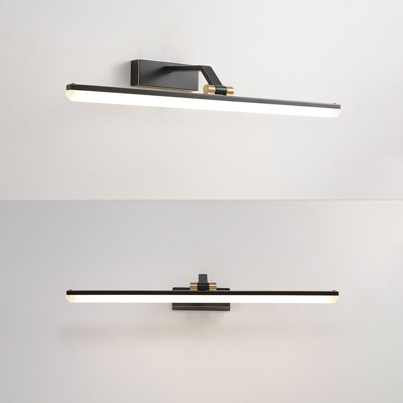 Brass Straight Mirror Light Modern Style Single Light Wall Lamp for Bathroom