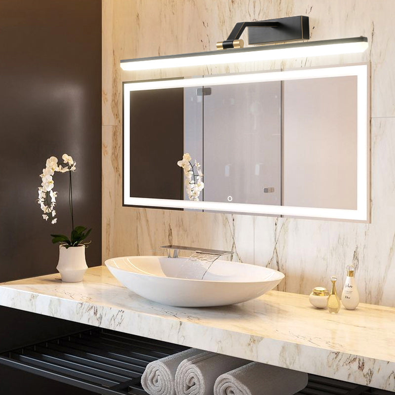 Brass Straight Mirror Light Modern Style Single Light Wall Lamp for Bathroom