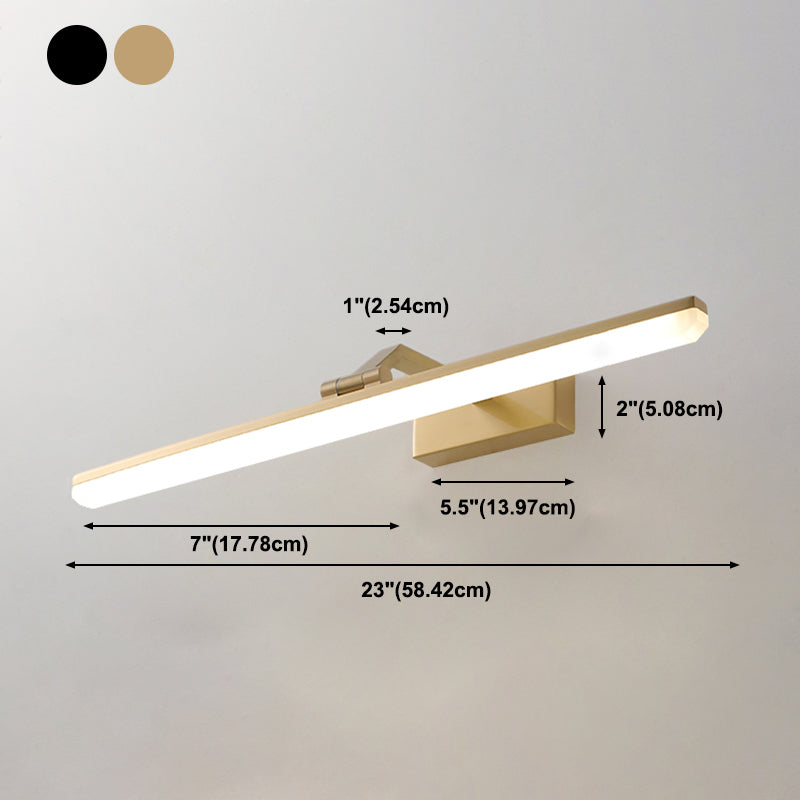 Brass Straight Mirror Light Modern Style Single Light Wall Lamp for Bathroom