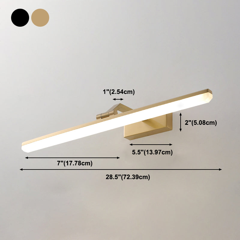 Brass Straight Mirror Light Modern Style Single Light Wall Lamp for Bathroom